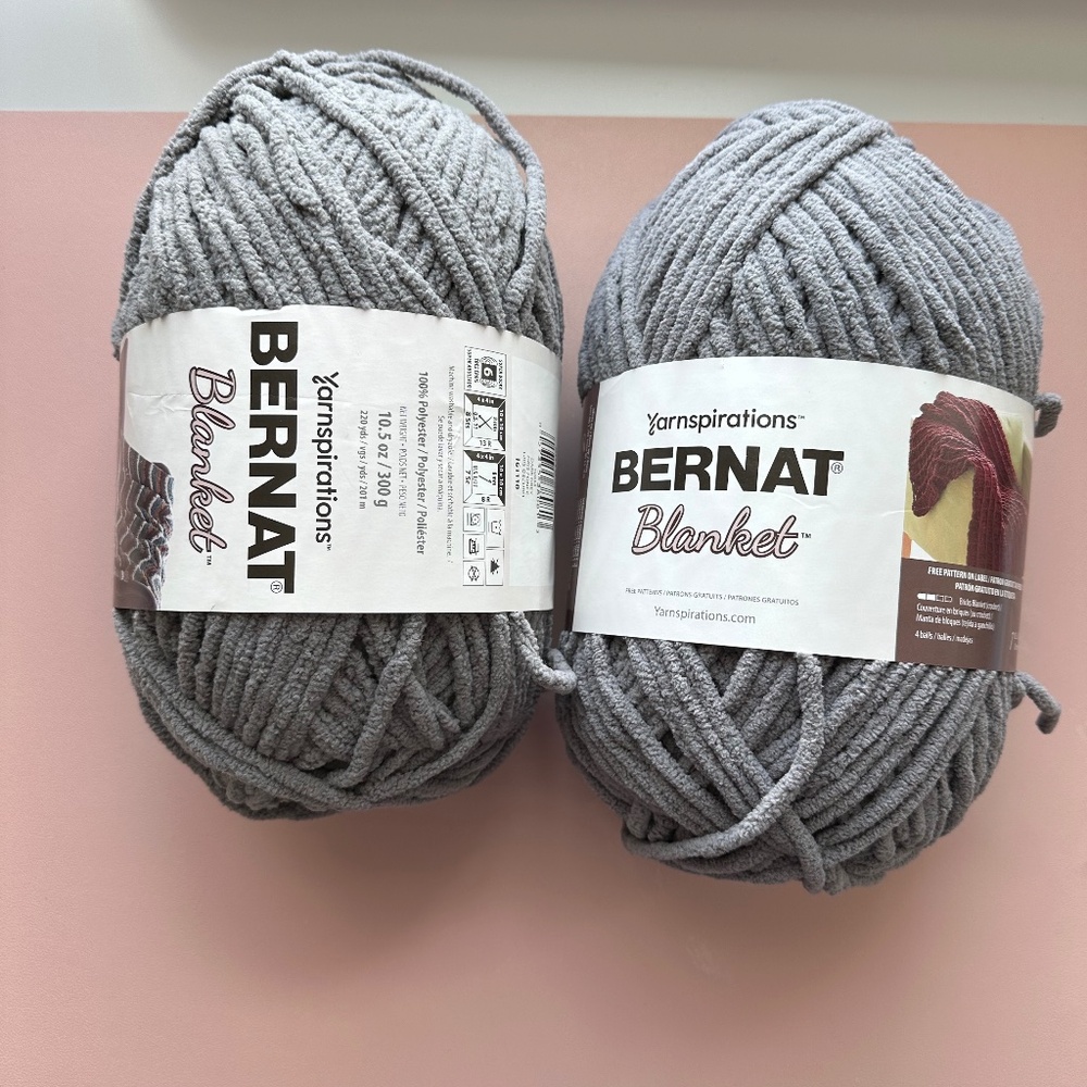 2 new in package skeins Yarnspirations Bernat Blanket yarn Dark Grey